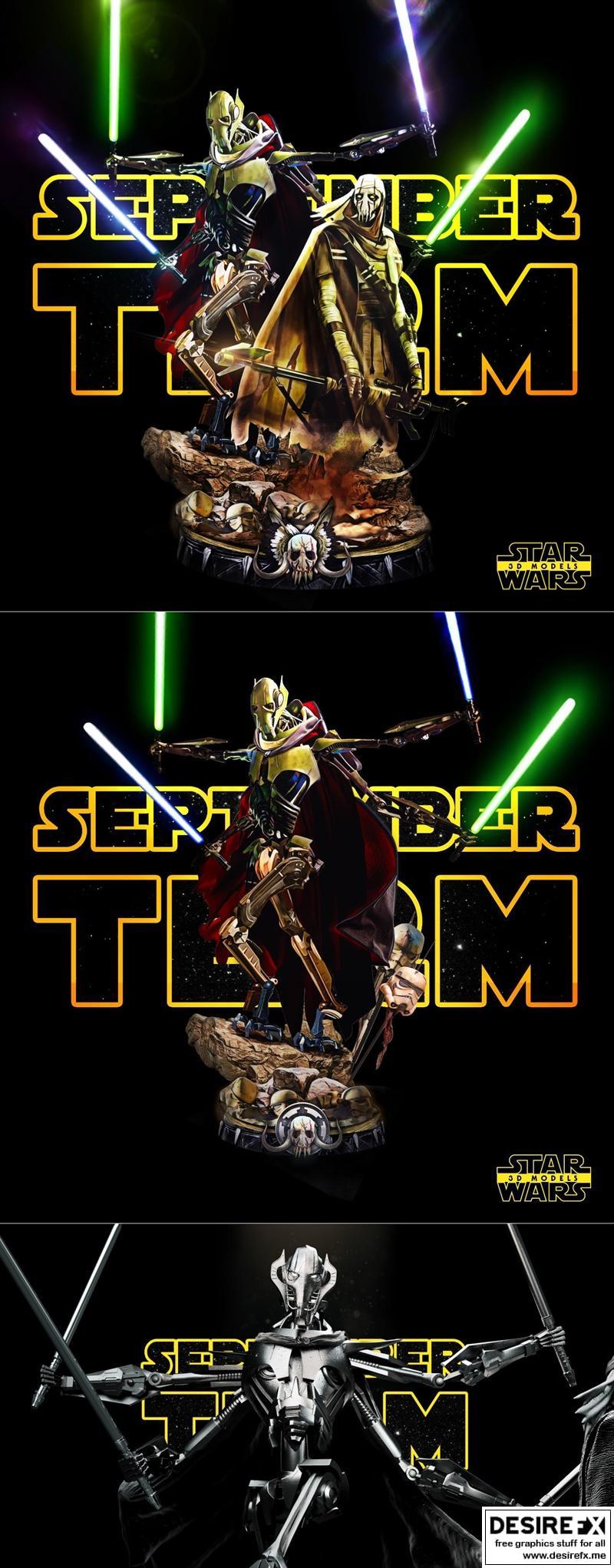 星球大战 格里夫斯 3D打印模型|Star Wars – General Grievous Sculpture – 3D Print Model STL