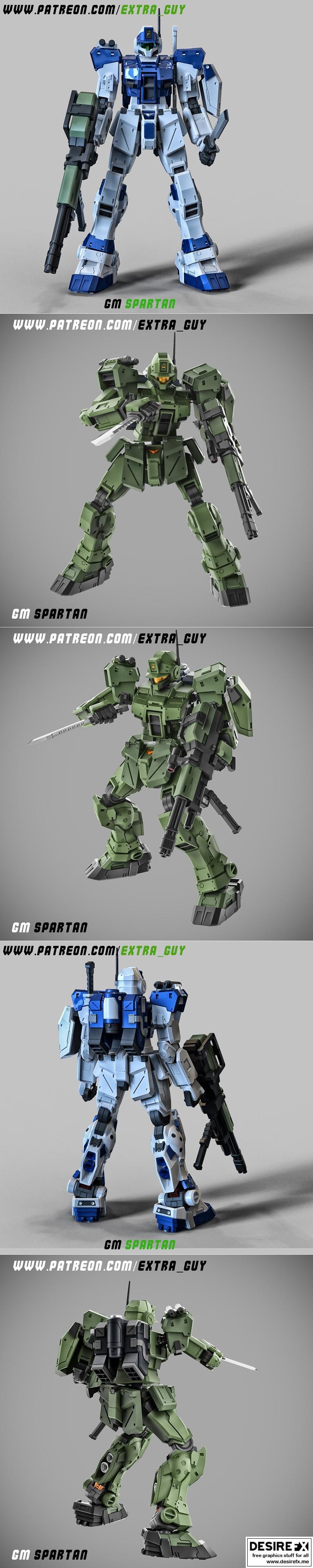 Gundam GM 3D打印模型|Gundam GM Spartan – 3D Print Model STL