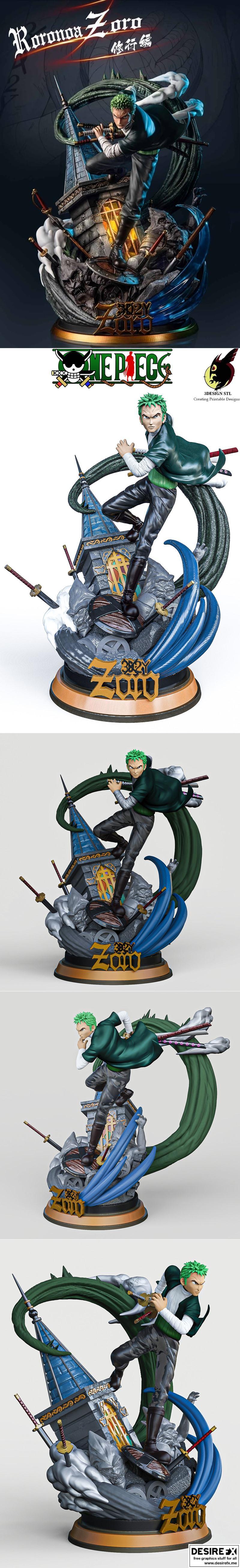 《海贼王》草帽一伙Zoro 3D打印模型|Roronoa Zoro One Piece – 3D Print Model STL