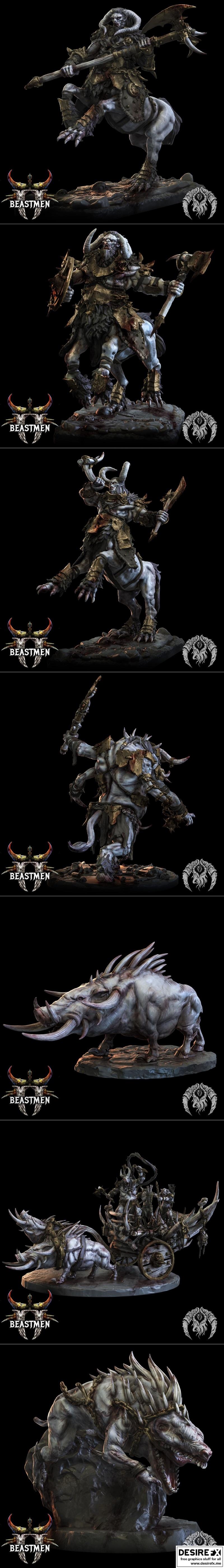 Bestiarum迷你模型——兽人系列3D打印模型|Bestiarum Miniatures – Beastmen Part 2 – 3D Print Model STL