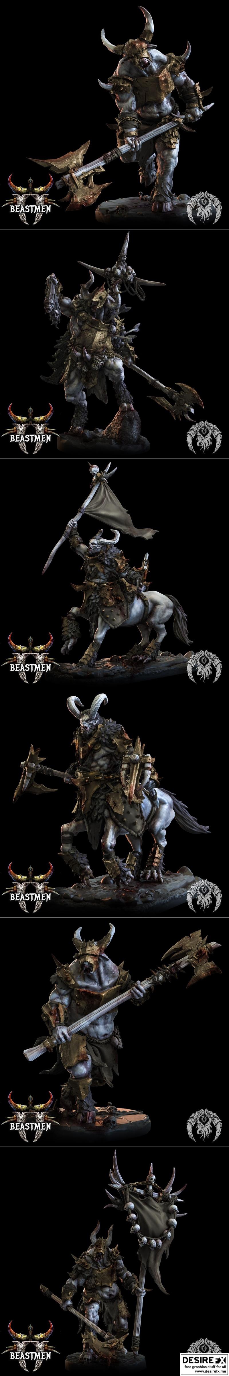 Bestiarum迷你模型——兽人系列3D打印模型|Bestiarum Miniatures – Beastmen Part 2 – 3D Print Model STL