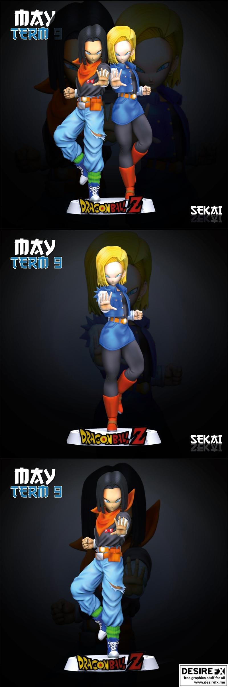 安卓17与安卓18雕塑 - 赛博世界 - 3D打印模型|Androide 17 and Androide 18 Sculpture – Sekai – 3D Print Model STL