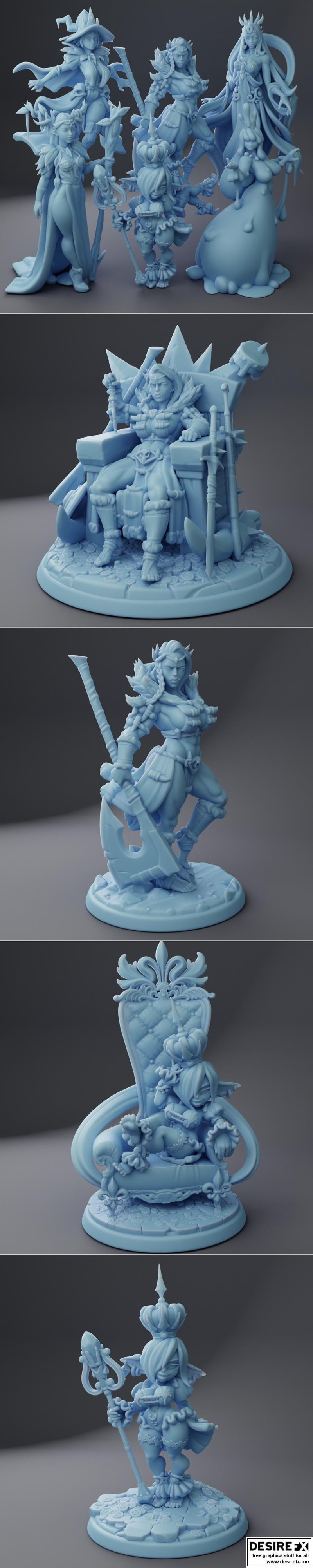 奇幻女王迷你模型 3D打印 STL|Twin Goddess Miniatures – Fantasy Queens March 2023 – 3D Print Model STL