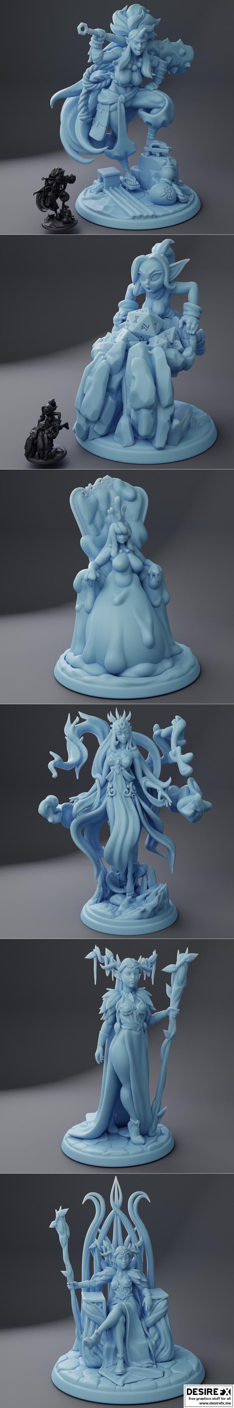 奇幻女王迷你模型 3D打印 STL|Twin Goddess Miniatures – Fantasy Queens March 2023 – 3D Print Model STL