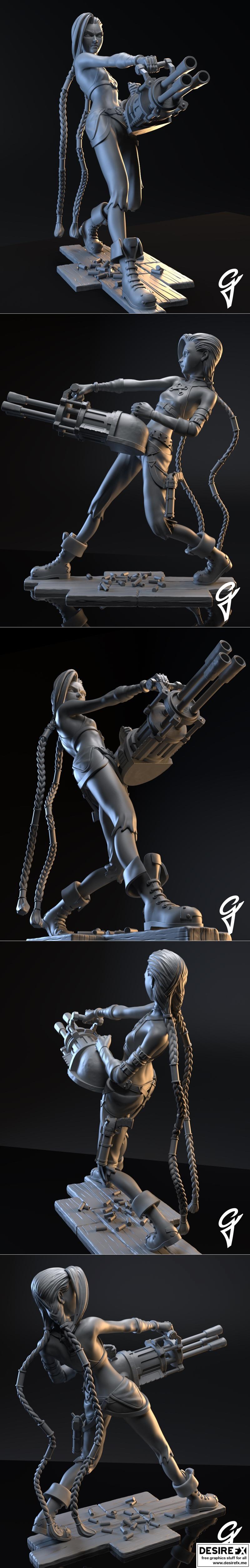 Jinx 3D打印模型 | 《英雄联盟》动漫角色雕塑 STL文件|Jinx – Arcane Fan Art – Gsculpt Art – 3D Print Model STL
