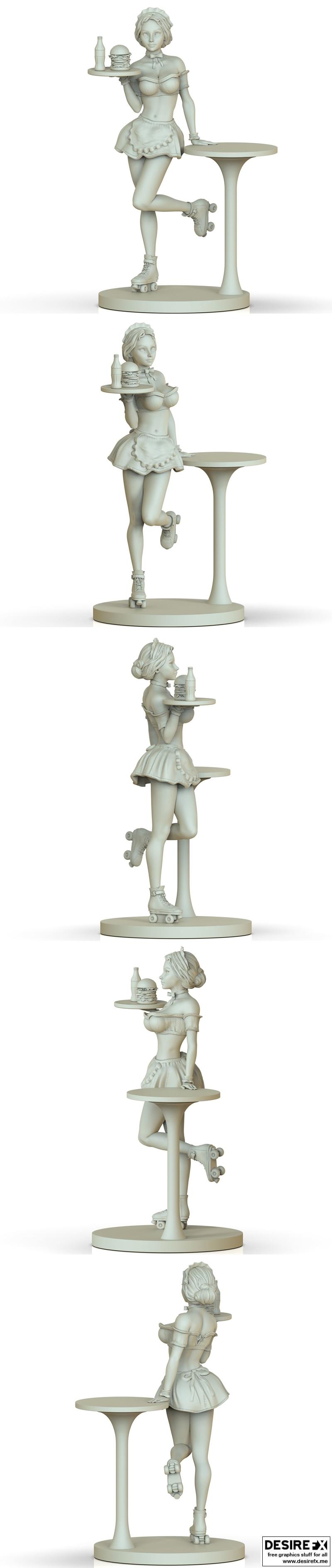 轮滑女侍——3D打印模型|Waitress on Roller skates – 3D Print Model STL