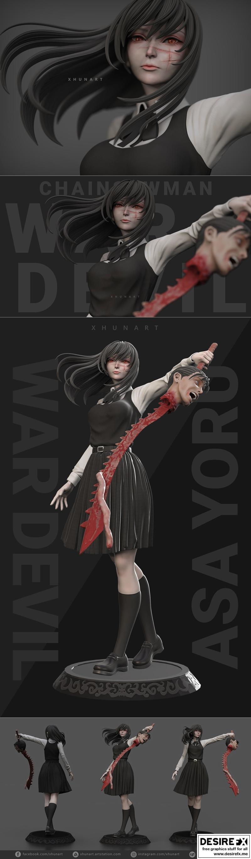 Chainsawman 亚萨夜之 3D打印模型|Chainsawman Asa Yoru – 3D Print Model STL