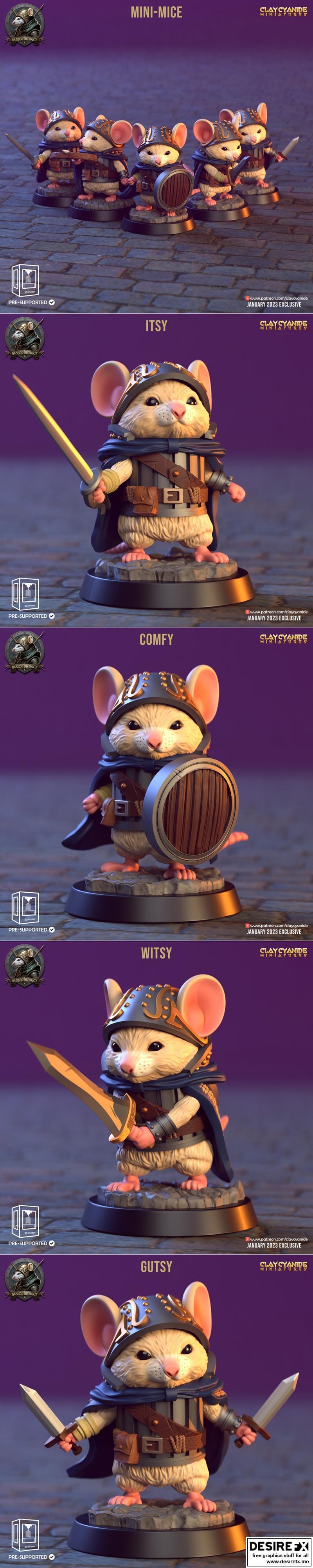陶土氰化物迷你模型——3D打印小老鼠|Clay Cyanide Miniatures – Mini-Mice – 3D Print Model STL