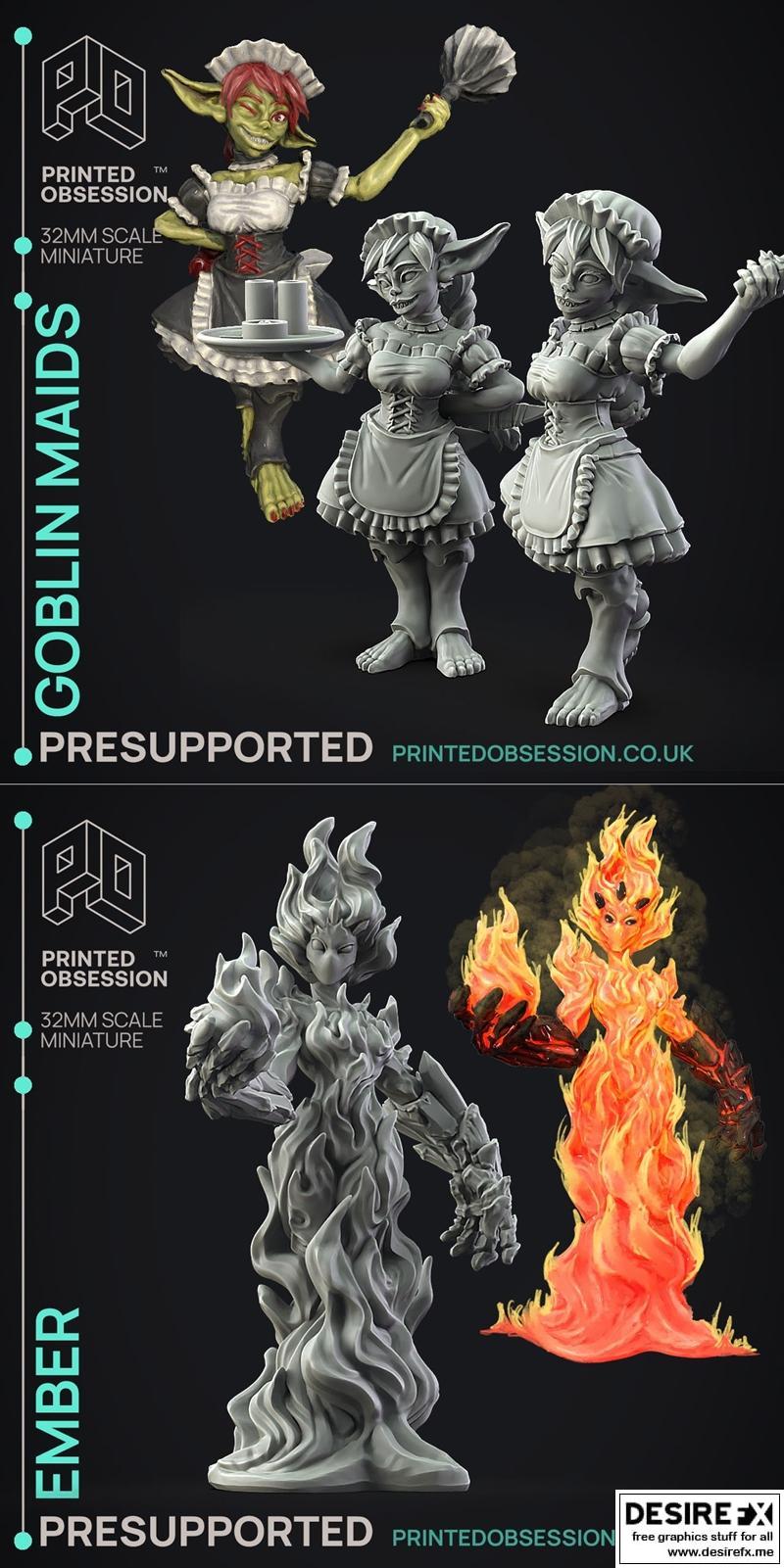 地下清洁公司—— Ember精灵 maid 3D打印模型|Dungeon Cleaning Inc – Goblin Maids and Ember – 3D Print Model STL