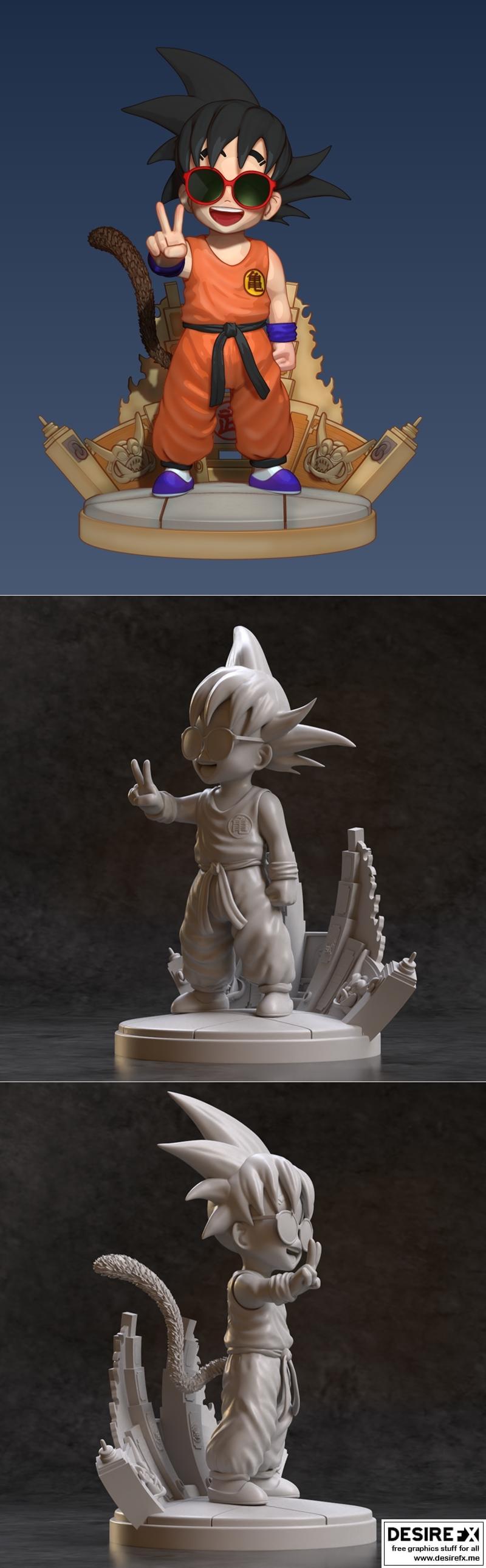 悟空配罗希斯眼镜——3D打印模型|Goku with Master Roshis glasses – 3D Print Model STL