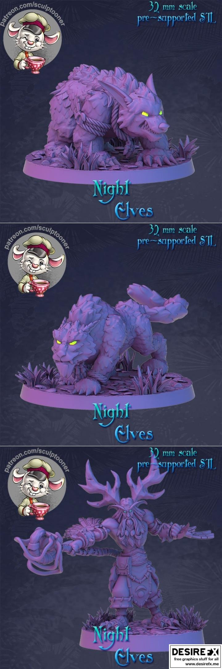 SCULPTOONER - 机械熊夜精灵 - 3D打印模型|SCULPTOONER – Bear Night Elf – 3D Print Model STL