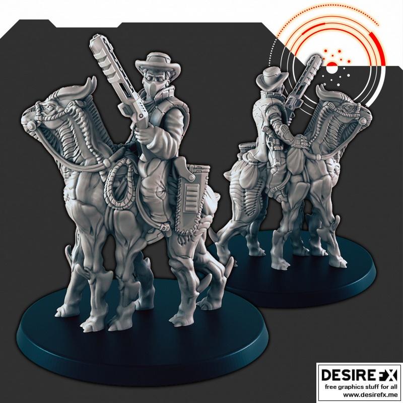 科幻太空牛仔蒙大拿骑乘3D打印模型|Sci-fi Space Cowboy Montana Riding – 3D Print Model STL