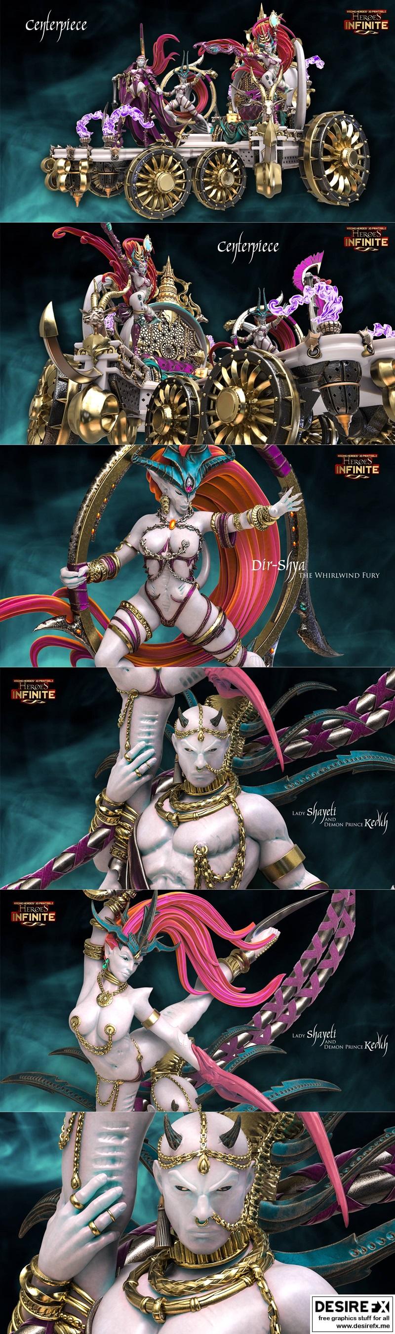 英雄无限——暗 Elf 与情欲恶魔 3D打印模型|Heroes Infinite – Elves of Darkness and Demons of Lust February 2022 – 3D Print Model STL