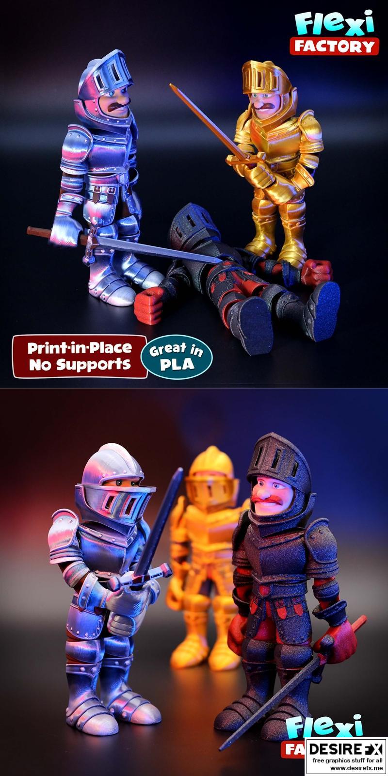 灵活嵌入式骑士 3D打印模型|Flexi Print-in-Place Knight – 3D Print Model STL