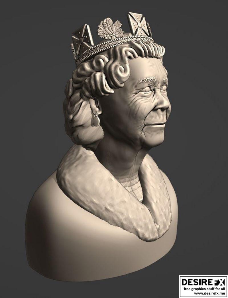 伊丽莎白女王 3D打印模型|Queen Elizabeth Bust 3D print model