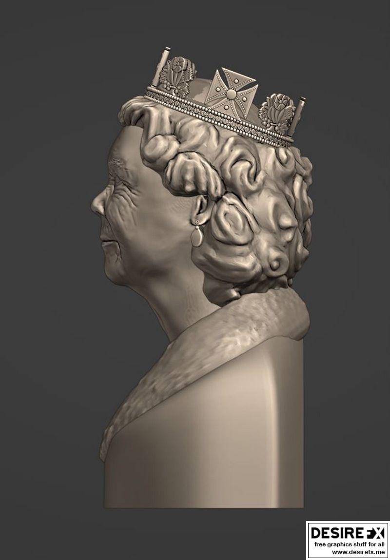 伊丽莎白女王 3D打印模型|Queen Elizabeth Bust 3D print model