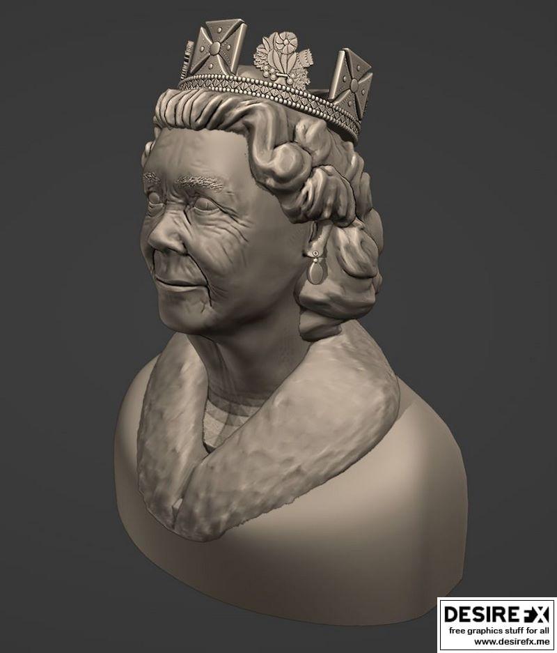 伊丽莎白女王 3D打印模型|Queen Elizabeth Bust 3D print model