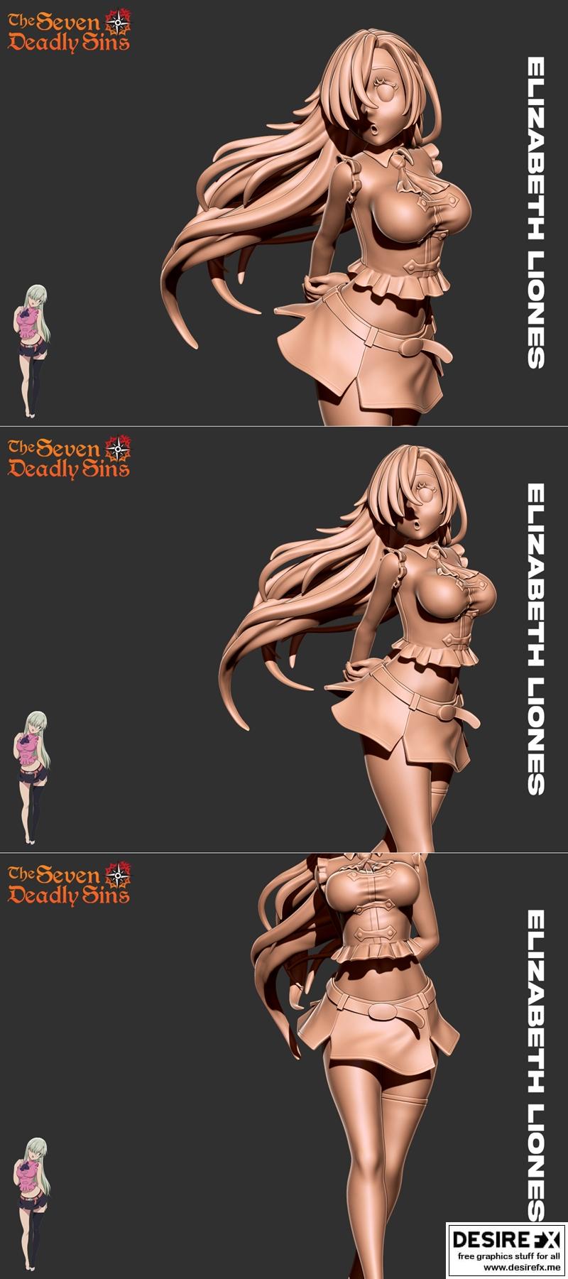 伊丽莎白·利翁斯 七宗罪 3D打印模型|Elizabeth Liones – Seven Deadly Sins – 3D Print Model STL