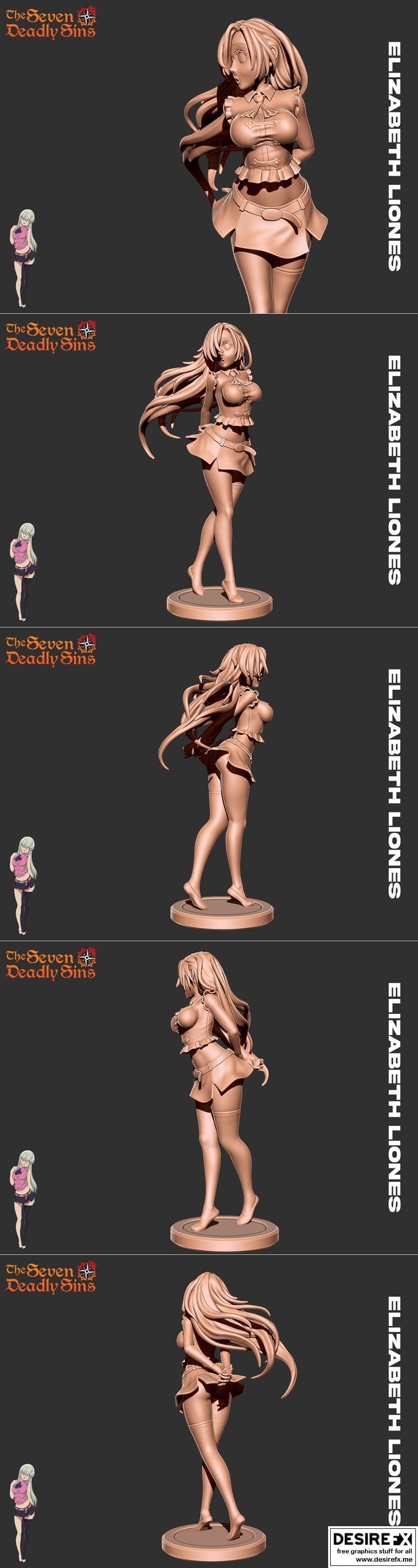 伊丽莎白·利翁斯 七宗罪 3D打印模型|Elizabeth Liones – Seven Deadly Sins – 3D Print Model STL