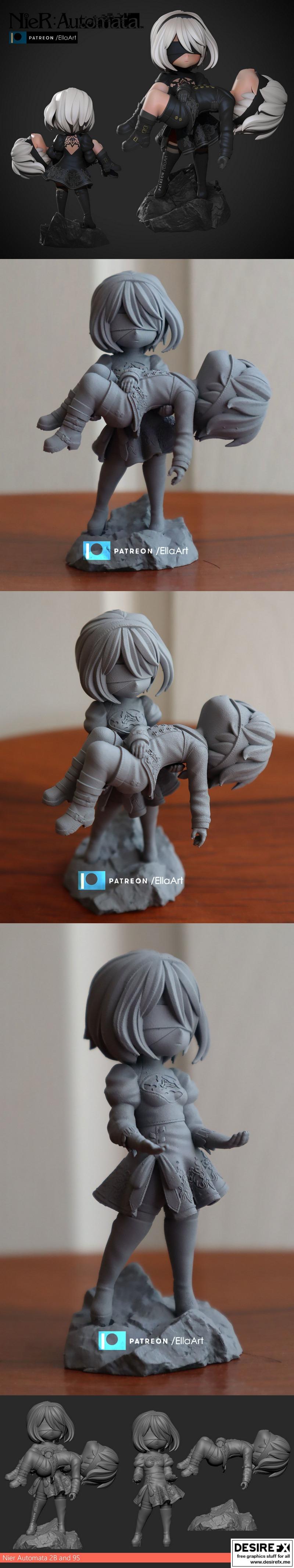 2B与9S——尼尔：自动人形——3D打印模型|2B and 9S – Nier Automata – 3D Print Model STL
