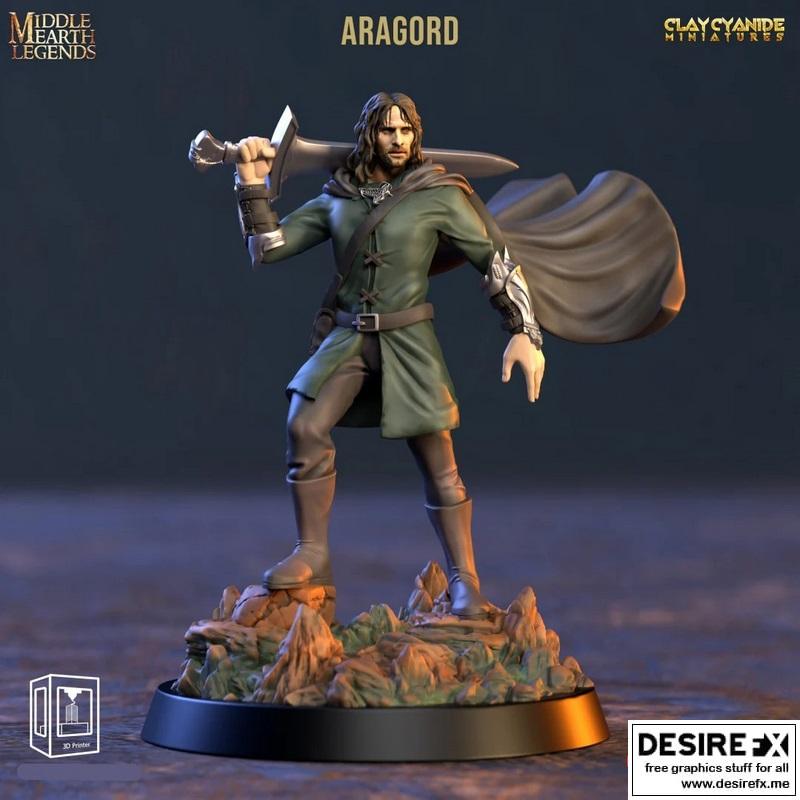 中土世界传说 - 阿拉贡 - 3D打印模型|Middle Earth Legends – Aragord – 3D Print Model STL