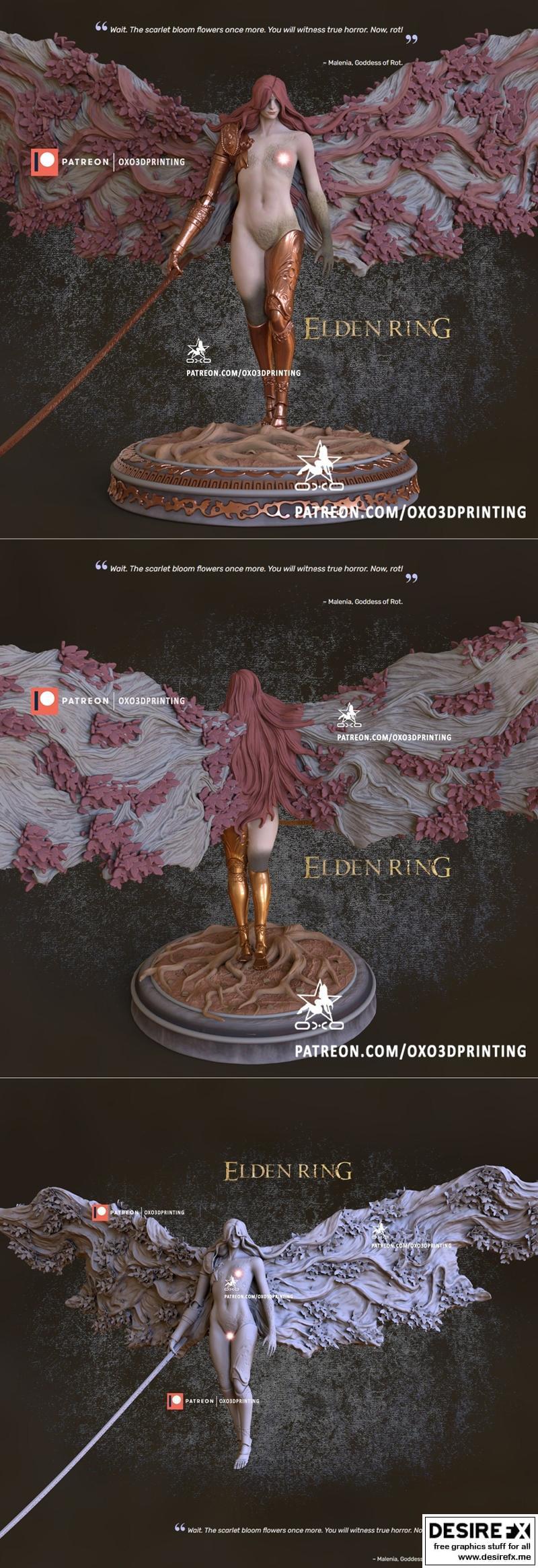 OXO3D - 原神-梅涅拉（Malenia）3D打印模型|OXO3D – Malenia Elden Ring NSFW Version – 3D Print Model STL