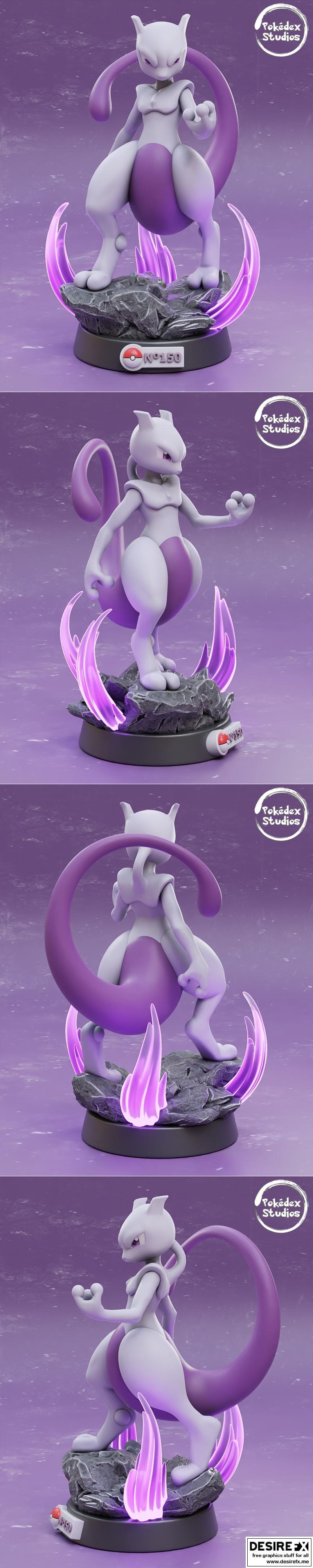Pokédex工作室 150号梅温二世 3D打印模型|Pokédex Studios – 150 Mewtwo – 3D Print Model STL