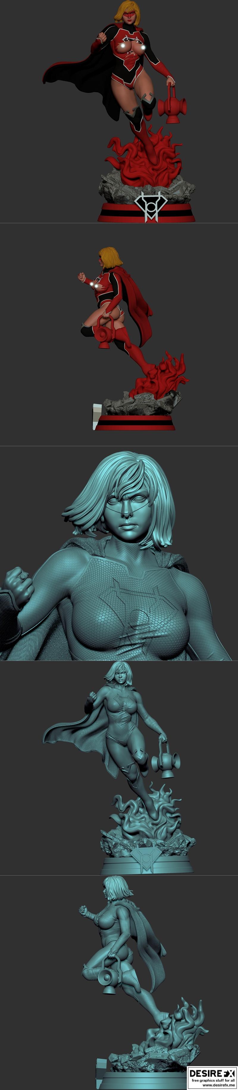 红灯侠卡拉·佐-艾尔 3D打印模型|Kara Zor-El – Red Lantern – 3D Print Model STL