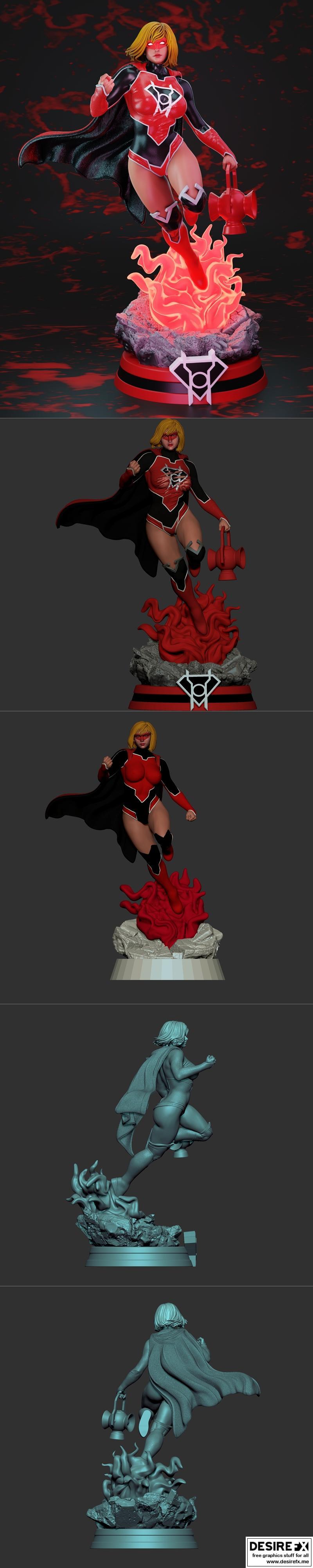 红灯侠卡拉·佐-艾尔 3D打印模型|Kara Zor-El – Red Lantern – 3D Print Model STL