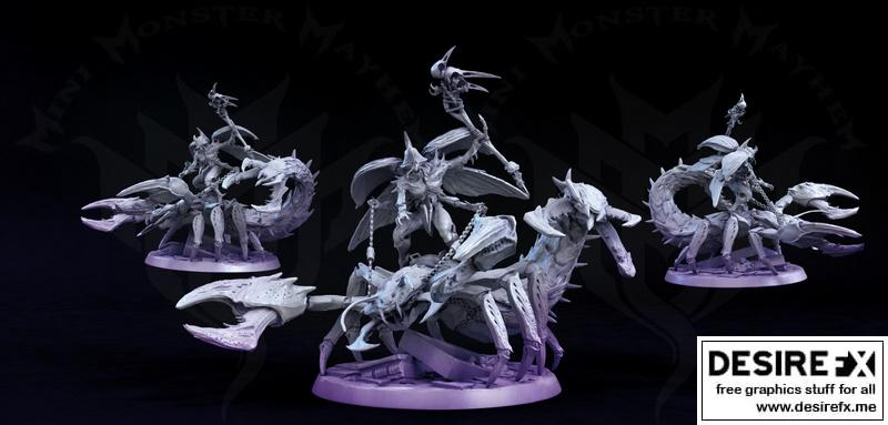 迷你怪物狂欢：异种蝎子骑乘3D打印模型|Mini Monster Mayhem – Hybrid Scorpion with Rider – 3D Print Model STL
