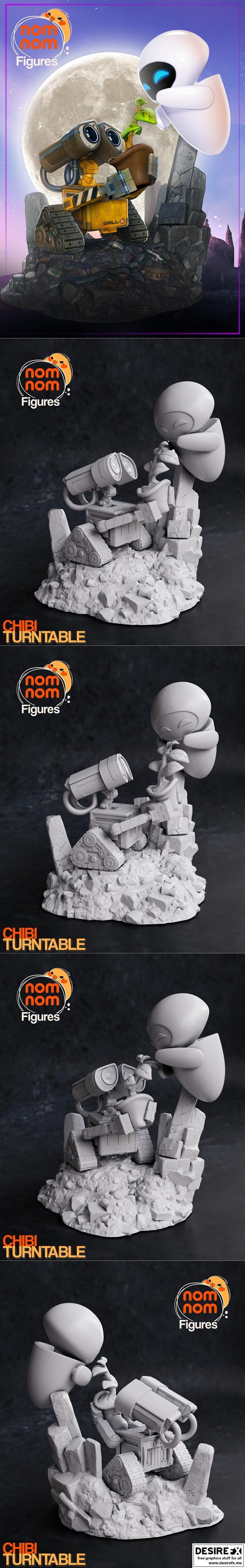 Chibi 墙·壁·E 和艾娃 3D打印模型|Chibi Wall-e and Eve – 3D Print Model STL