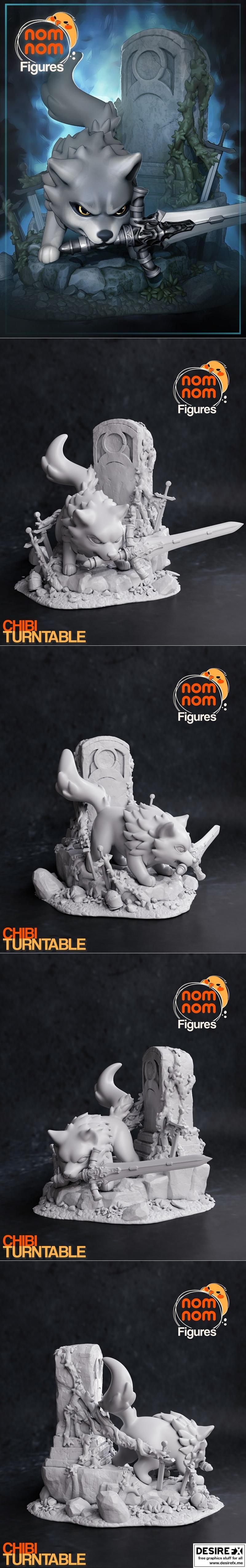 Chibi风格灰狼Sif 3D打印模型|Chibi Great Grey Wolf Sif – 3D Print Model STL