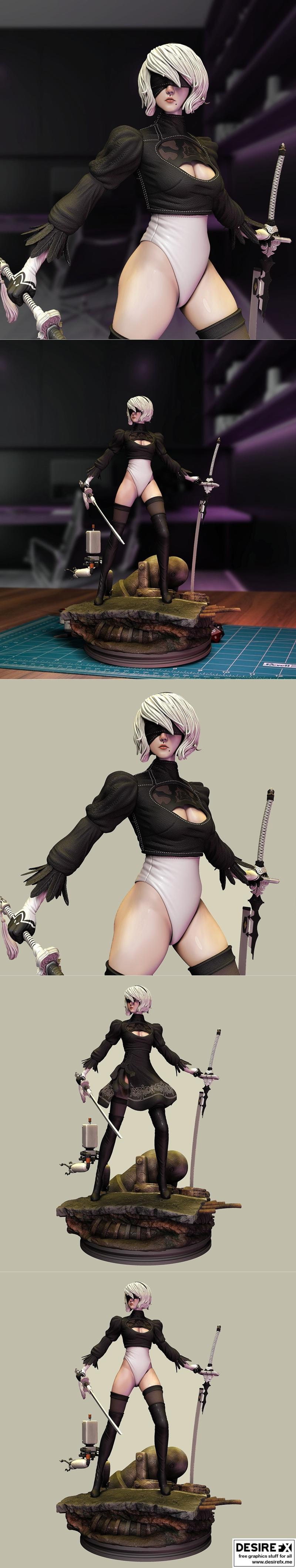 3D打印模型：尼尔：自动人形 史克里普斯|2B – Nier Automata – 3D Print Model STL