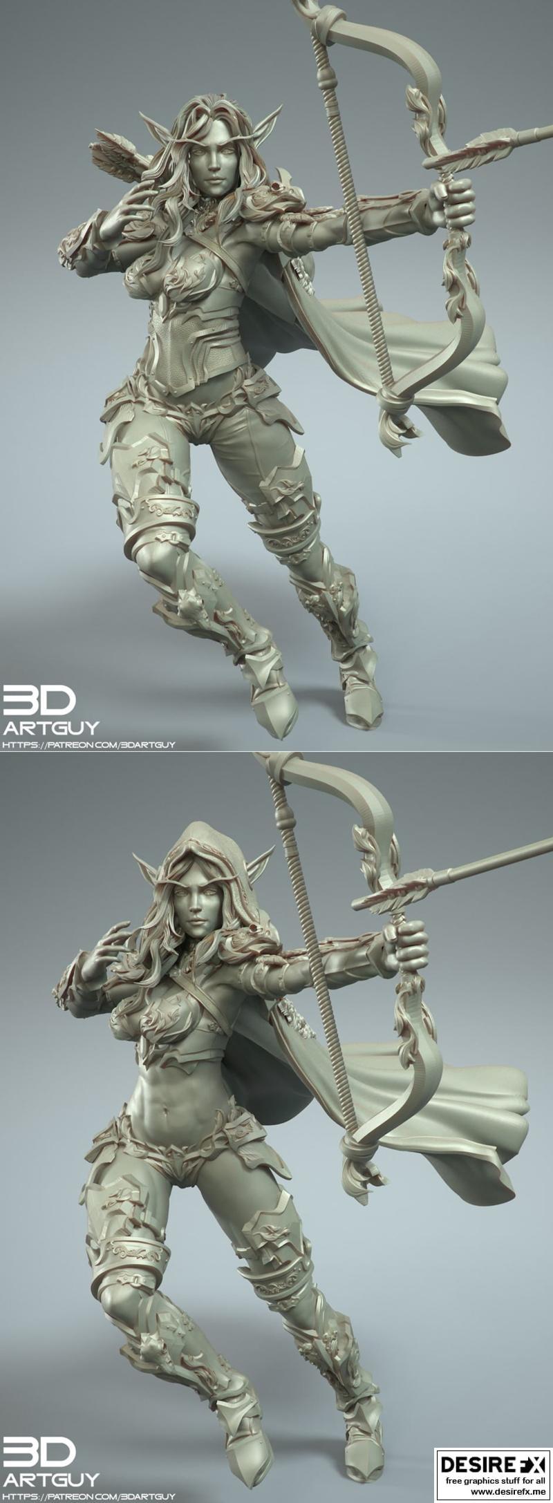 3D打印模型：精灵弓手|3DArtGuy – Elf Archer – 3D Print Model STL