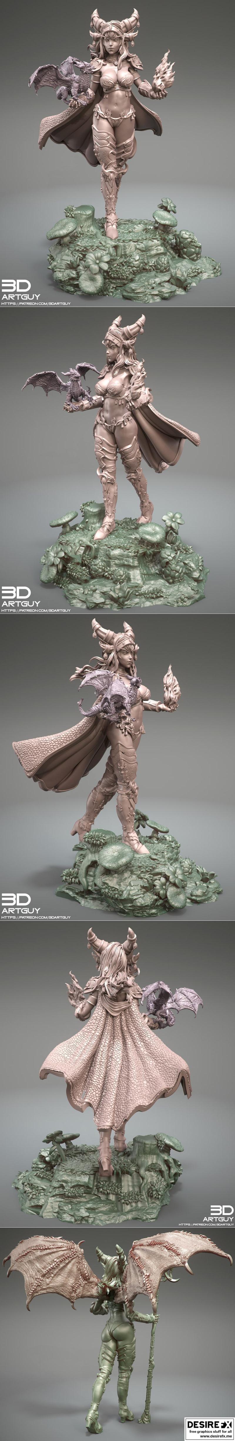 3D打印龙女皇模型|3DArtGuy – Dragon Queen – 3D Print Model STL