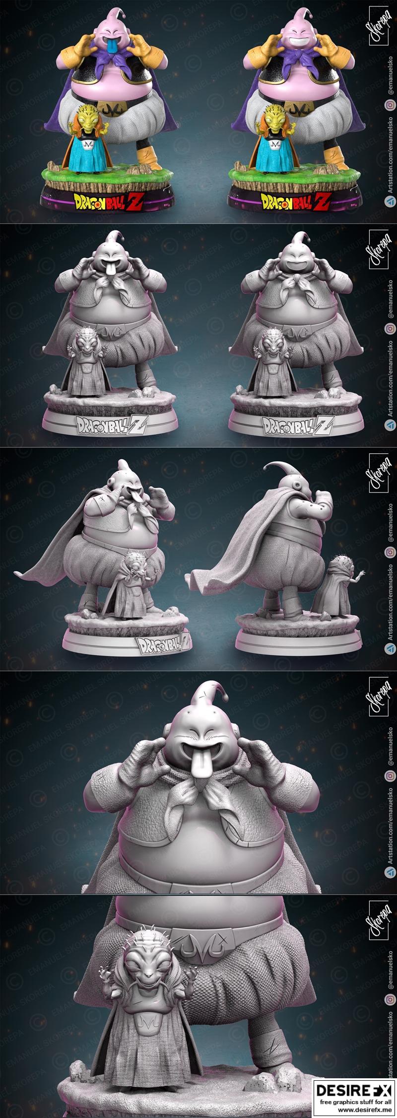 龙珠中的贝吉塔与巴比迪3D打印模型|Majin Buu and Babidi from Dragonball – 3D Print Model STL