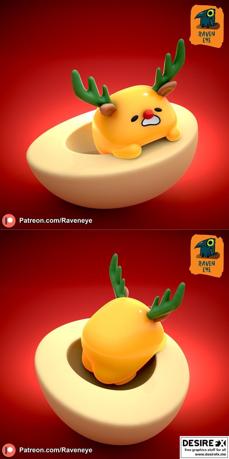 Gudetama圣诞特别版3D打印模型|Gudetama Late Christmas Special – 3D Print Model STL