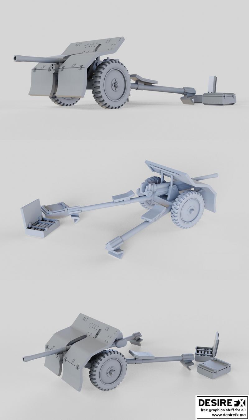 博福斯37毫米炮 3D打印模型|Bofors 37mm Gun – 3D Print Model STL
