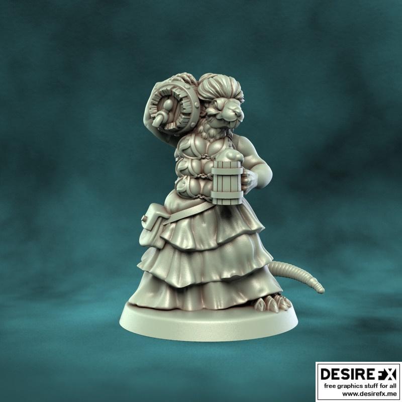 Punga迷你模型——鼠酒馆少女3D打印版|Punga Miniatures – Rat Tavern Girl – 3D Print Model STL