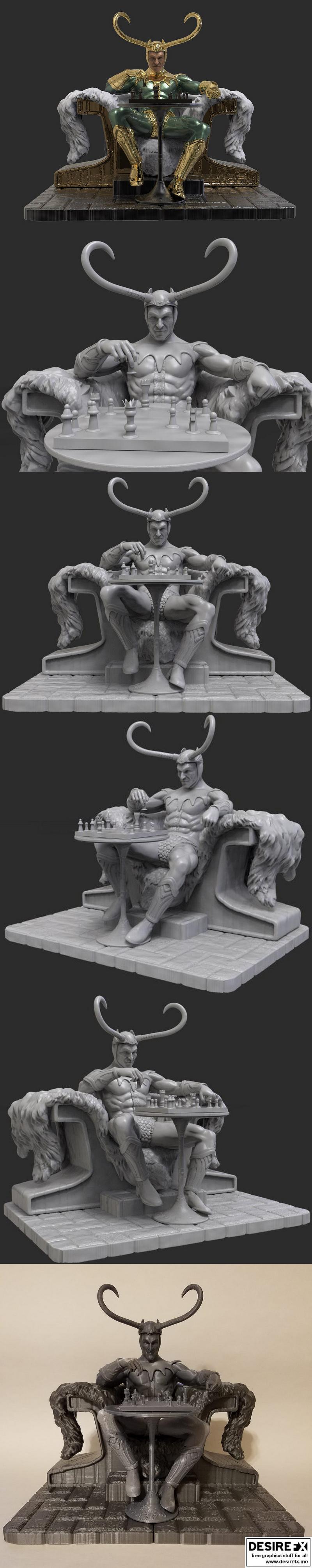 洛基下棋 3D打印模型|Loki Playing Chess – 3D Print Model STL