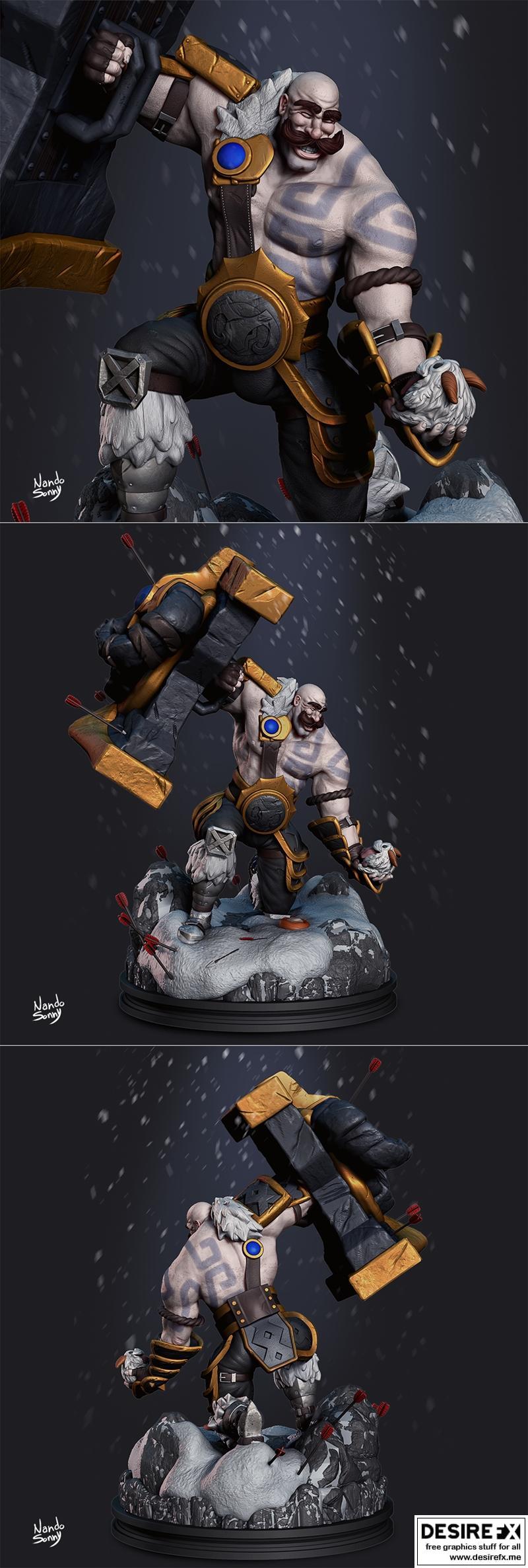 Nando Sonny – 布鲁姆拯救波罗 3D打印模型|Nando Sonny – Braum Saving Poro – 3D Print Model STL