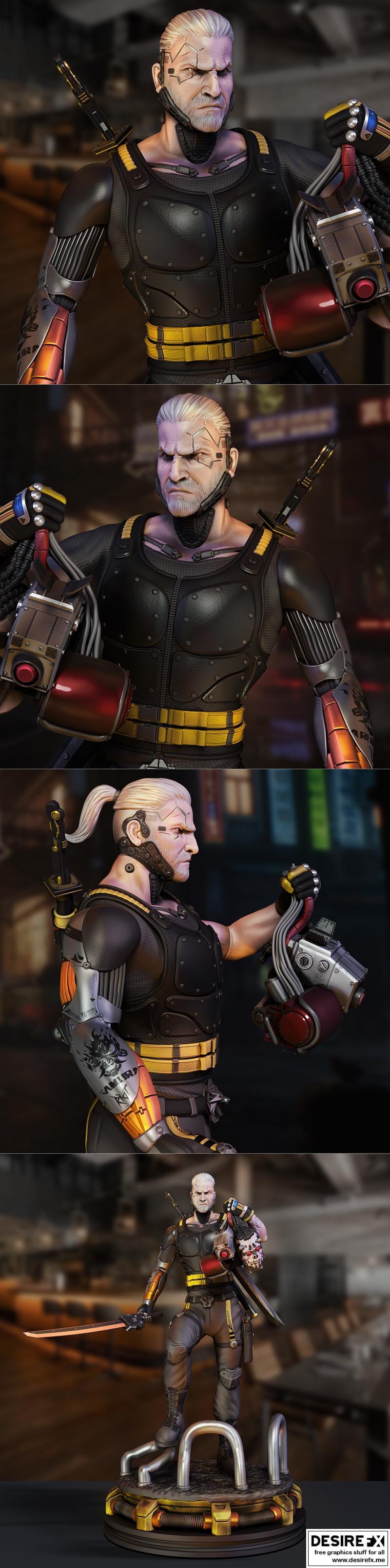 《巫师：里维亚 3D打印模型》|Geralt of Rivia The Witcher Cyberpunk Style – 3D Print Model STL