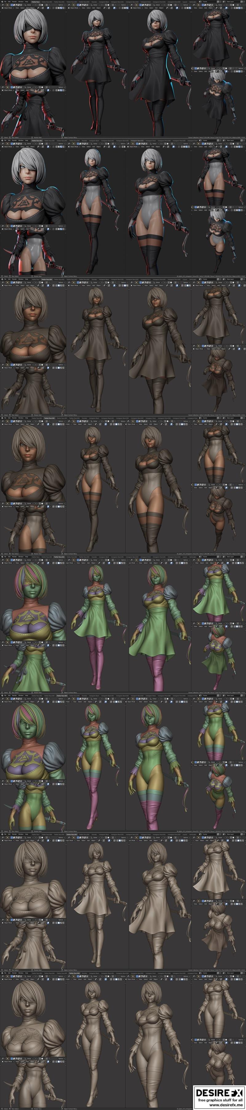 尼尔：自动人偶 机体建模 3D打印模型|Nier Automata Process Modelling Yan Sculpts – 3D Print Model STL