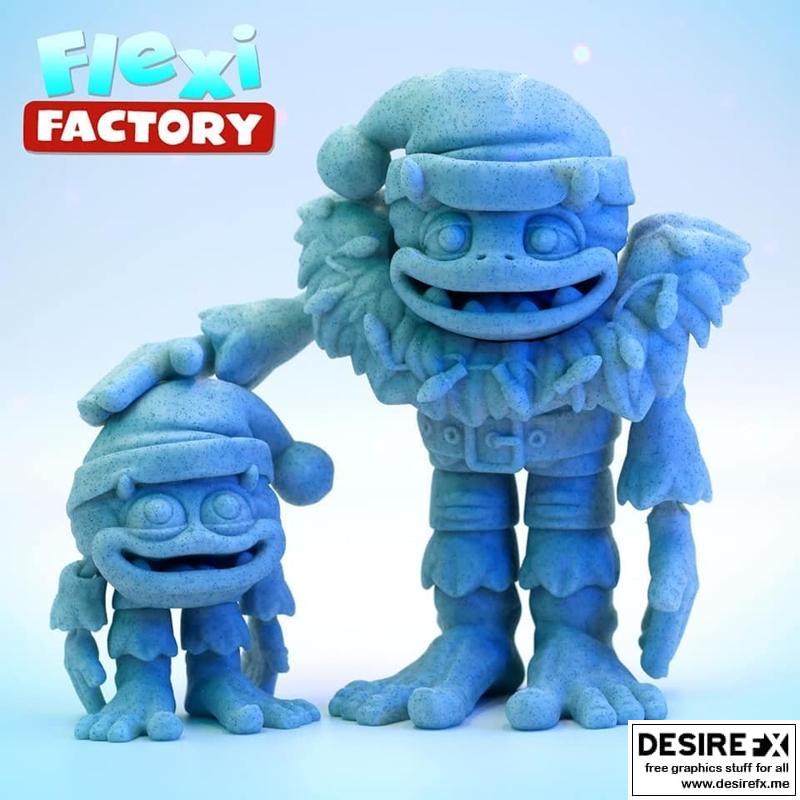 柔性工厂 - 圣诞耶特与小耶特 - 3D打印模型|Flexi Factory – Christmas Yeti and Baby Yeti – 3D Print Model STL