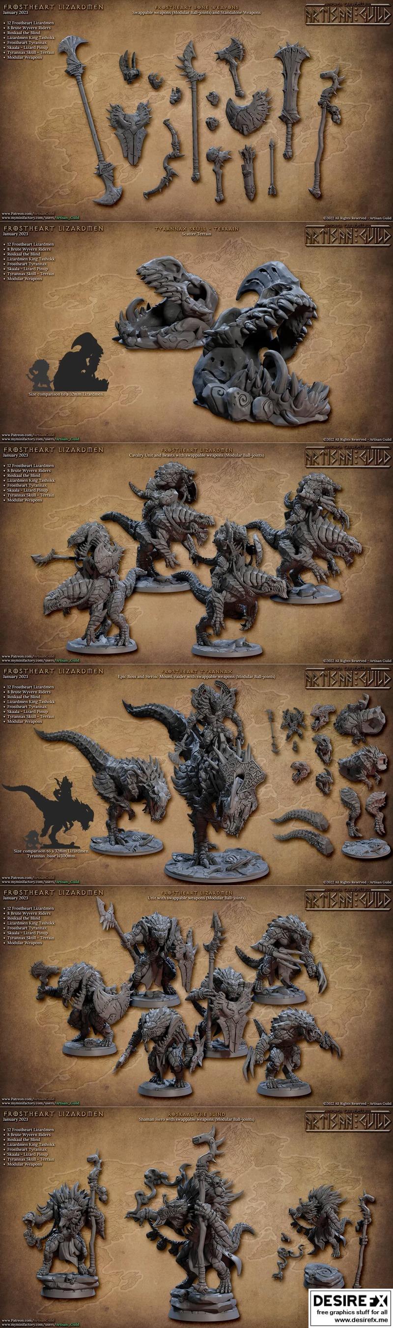 Frostheart lizardmen 3D打印模型|Artisan Guild – Frostheart Lizardmen January 2023 – 3D Print Model STL