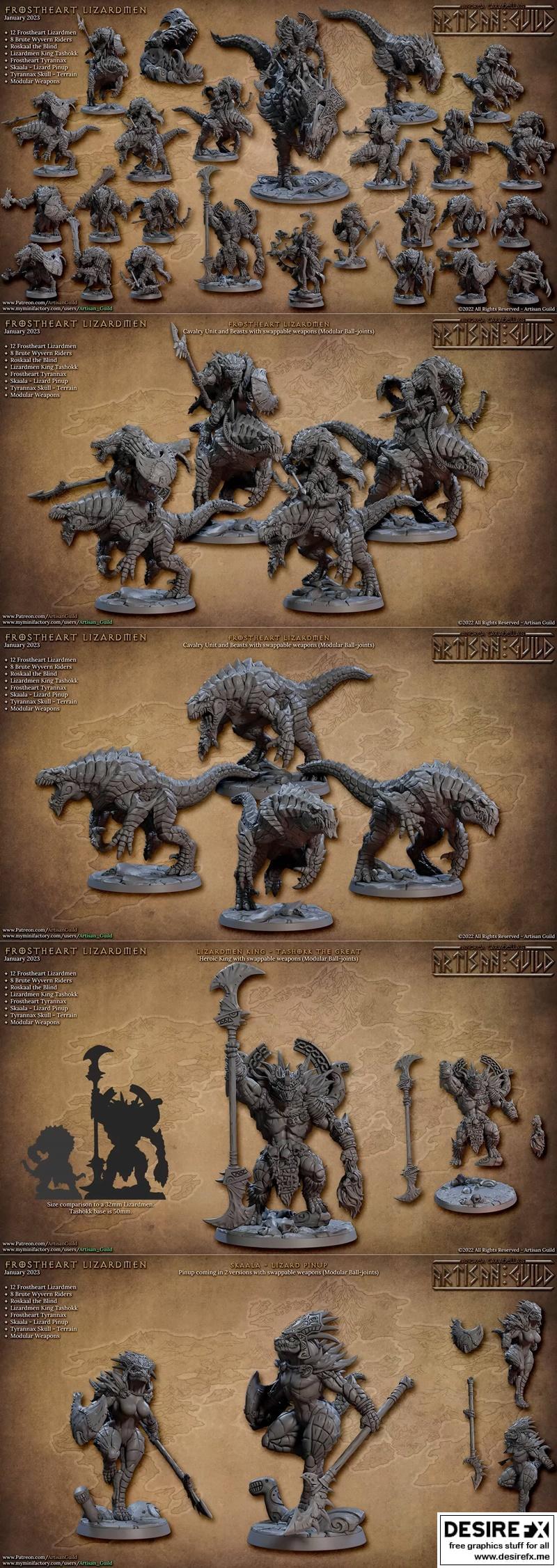 Frostheart lizardmen 3D打印模型|Artisan Guild – Frostheart Lizardmen January 2023 – 3D Print Model STL