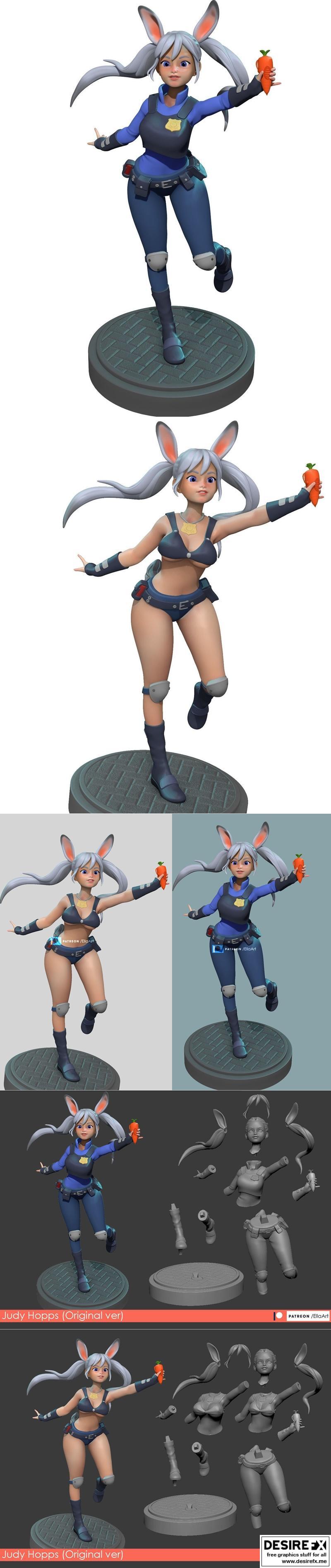 《小兔琼斯3D打印模型》|Zootopia Judy Hopps Version 1 and 2 – 3D Print Model STL