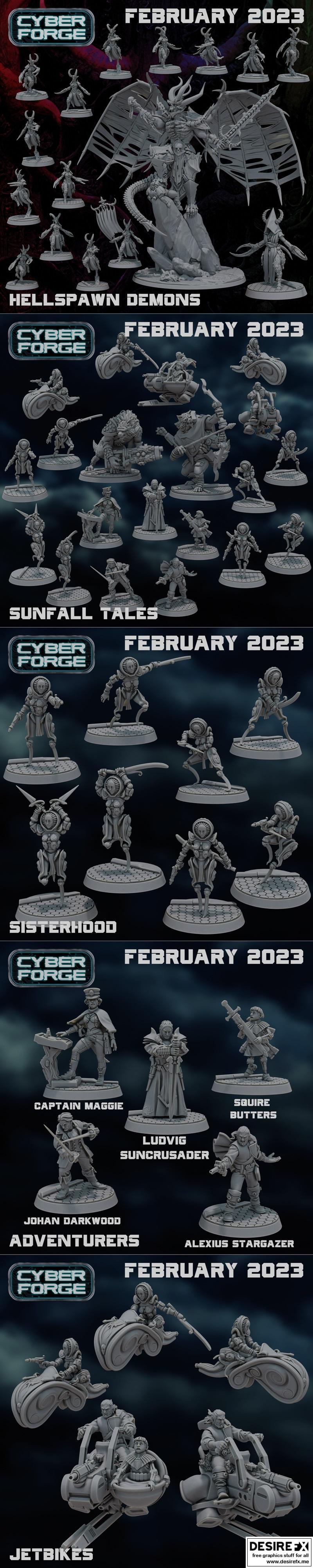 Cyber Forge迷你模型2023年2月发布——3D打印可下载STL文件|Cyber Forge Miniatures February 2023 – 3D Print Model STL