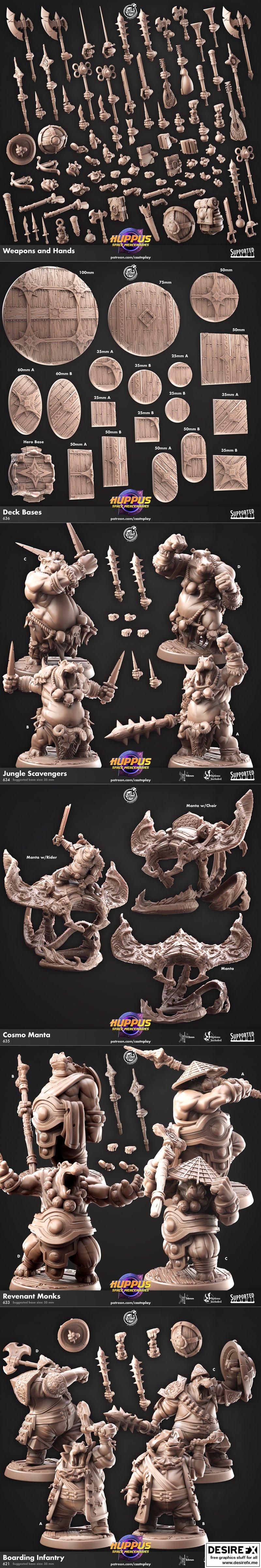 Huppus太空佣兵 3D打印模型|Cast n Play – Huppus, Space Mercenaries January 2023 – 3D Print Model STL