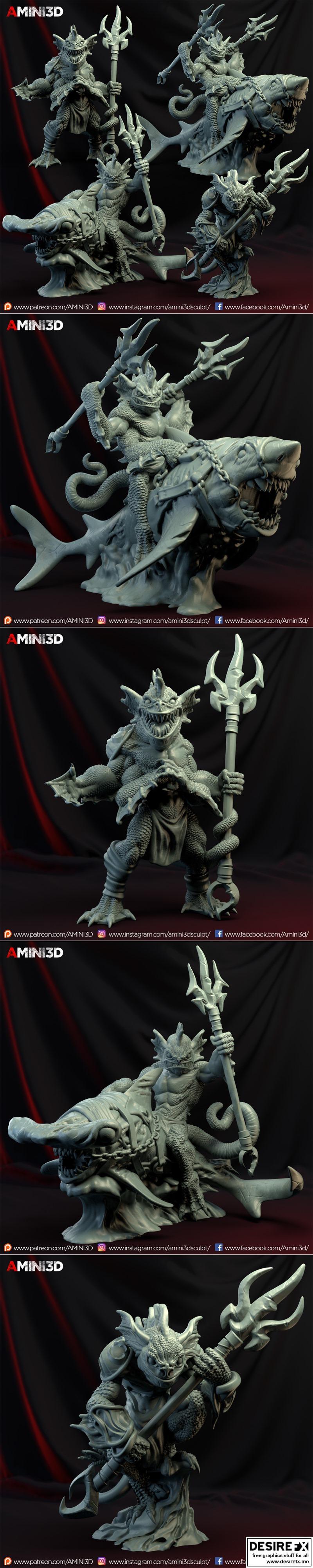 Amini3D - 三只小猪 - 可打印3D模型|Amini3D – Sahuagins – 3D Print Model STL